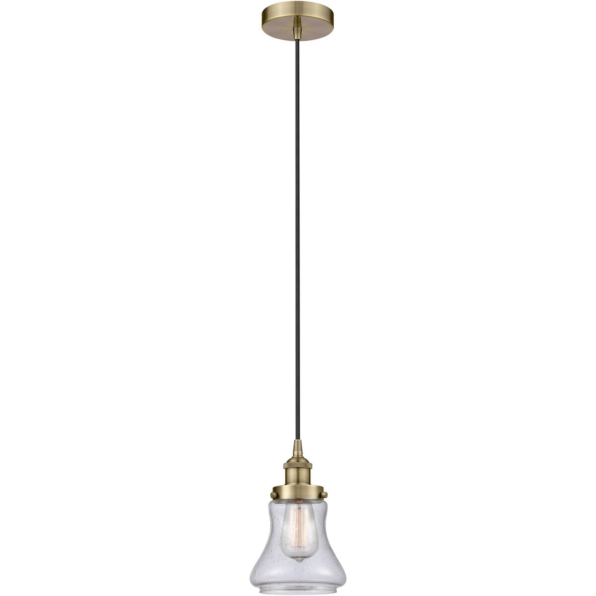 Edison Bellmont LED 6 inch Antique Brass Mini Pendant Ceiling Light