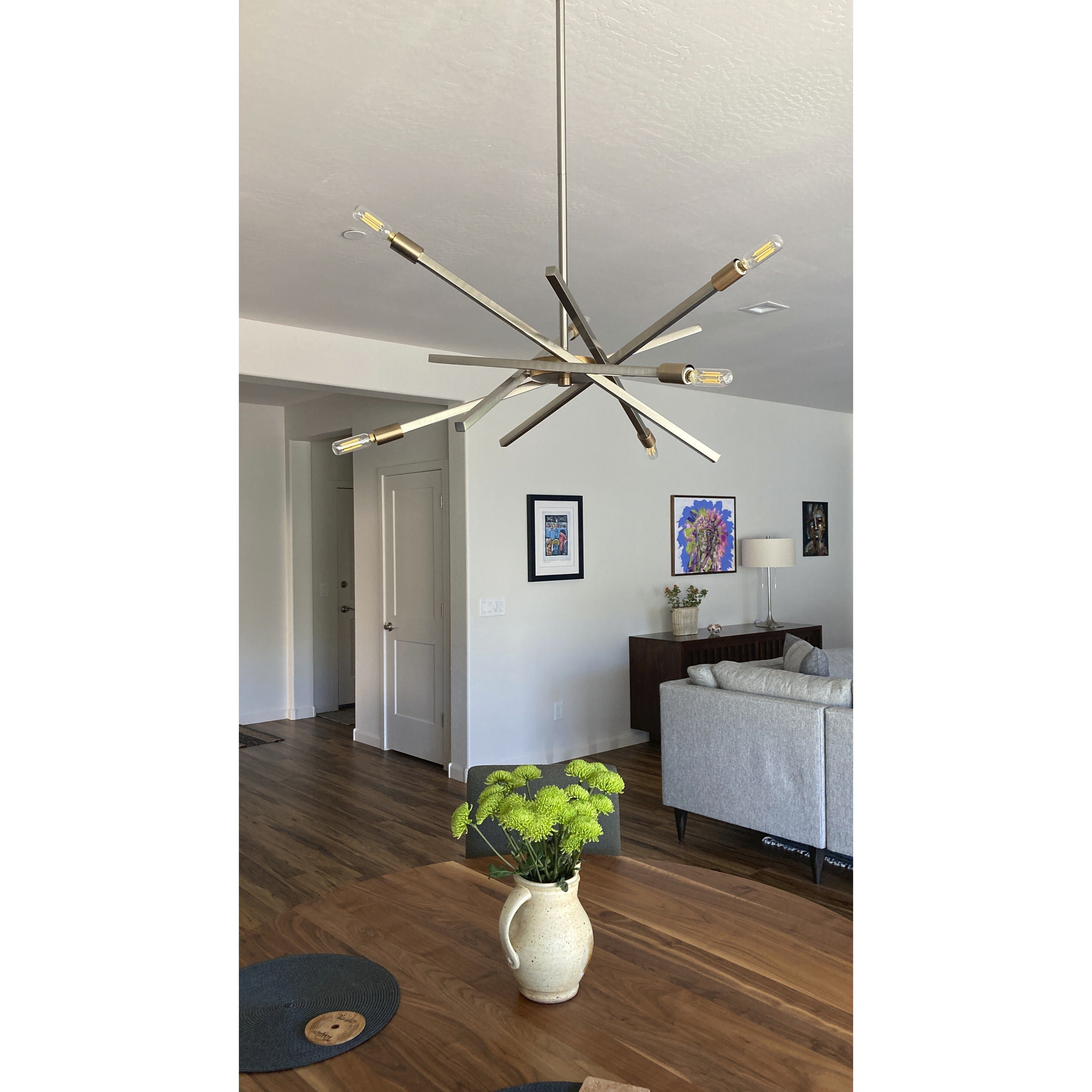 Archer 6 Light 26 inch Brushed Nickel with Brushed Bronze Indoor Chandelier Ceiling Light