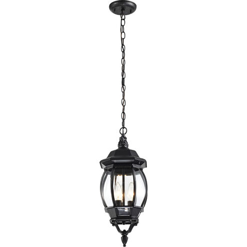 Central Park 3 Light 7 inch Textured Black Outdoor Hanging Lantern