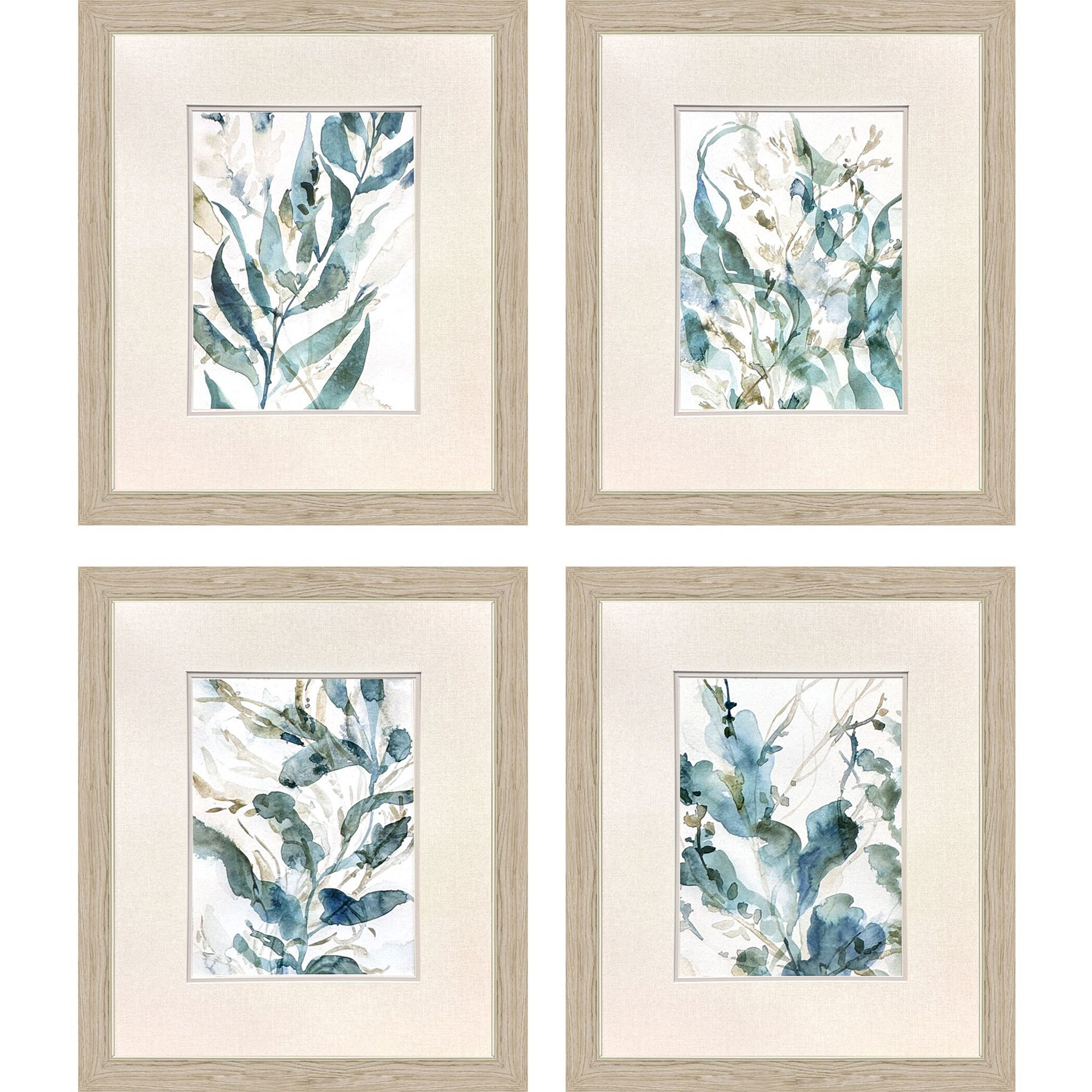Underwater Botany Blue and Green and Multi and Neutral Framed Art, Propac