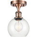 Ballston Athens LED 6 inch Antique Copper Semi-Flush Mount Ceiling Light in Clear Glass