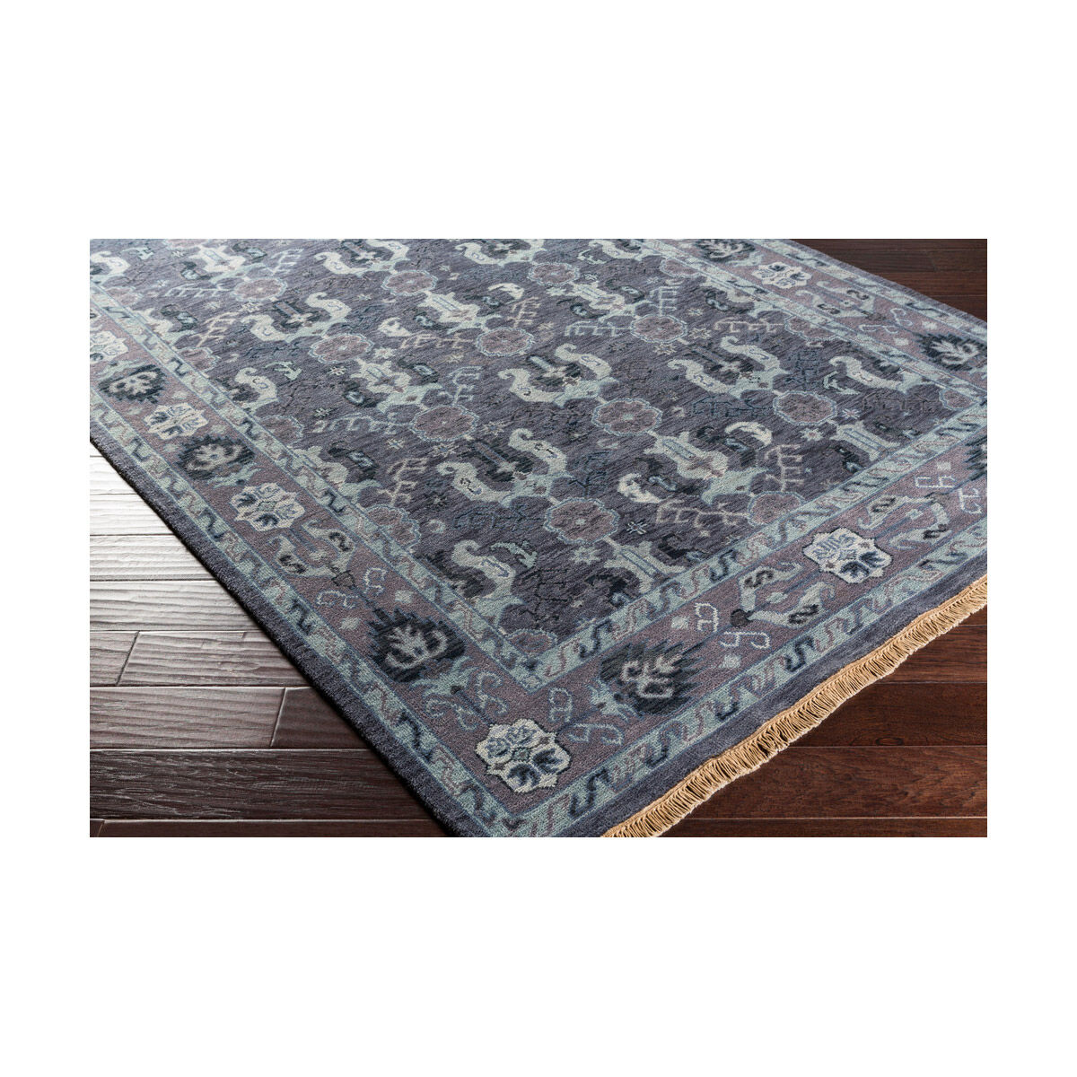 Douglas 36 X 24 inch Navy/Dark Purple/Aqua/Pale Blue Rugs, Wool