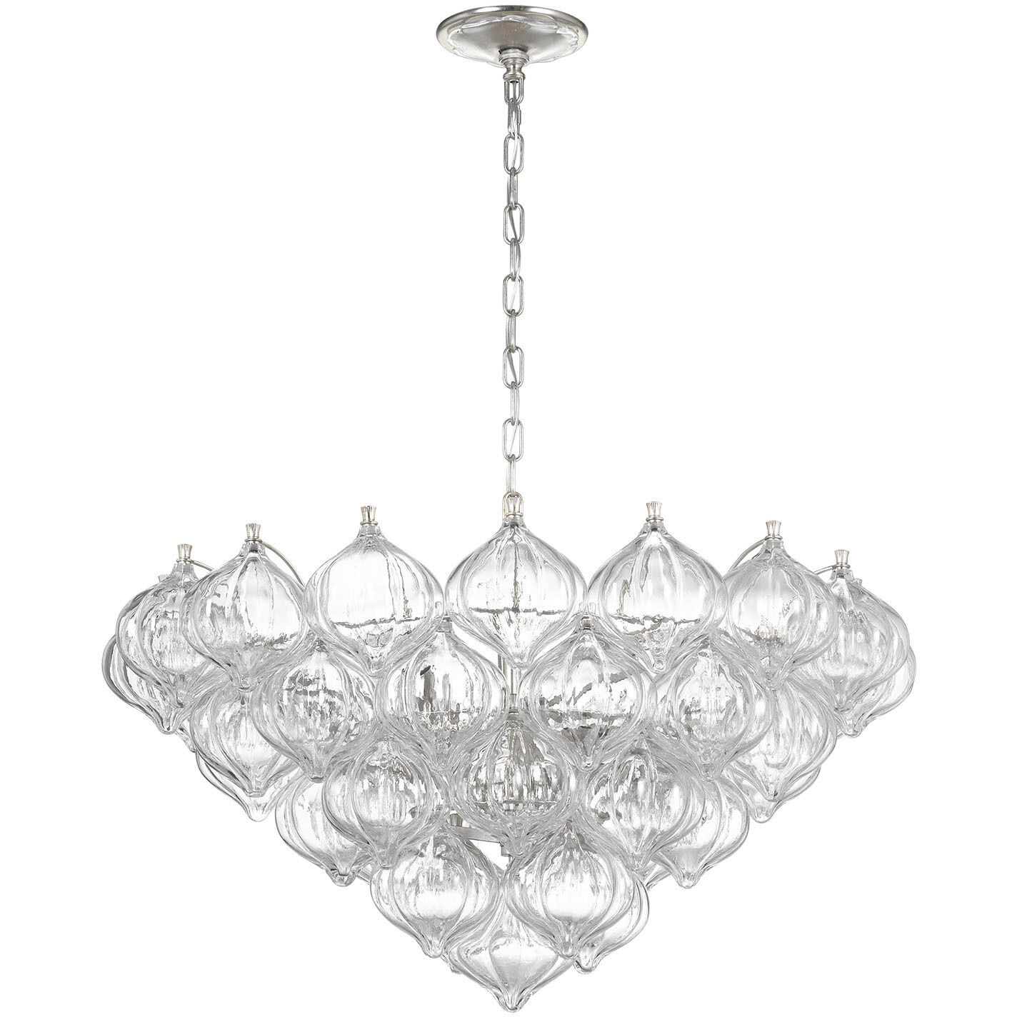 Julie Neill Caselli LED 35.5 inch Burnished Silver Leaf Basket Chandelier Ceiling Light