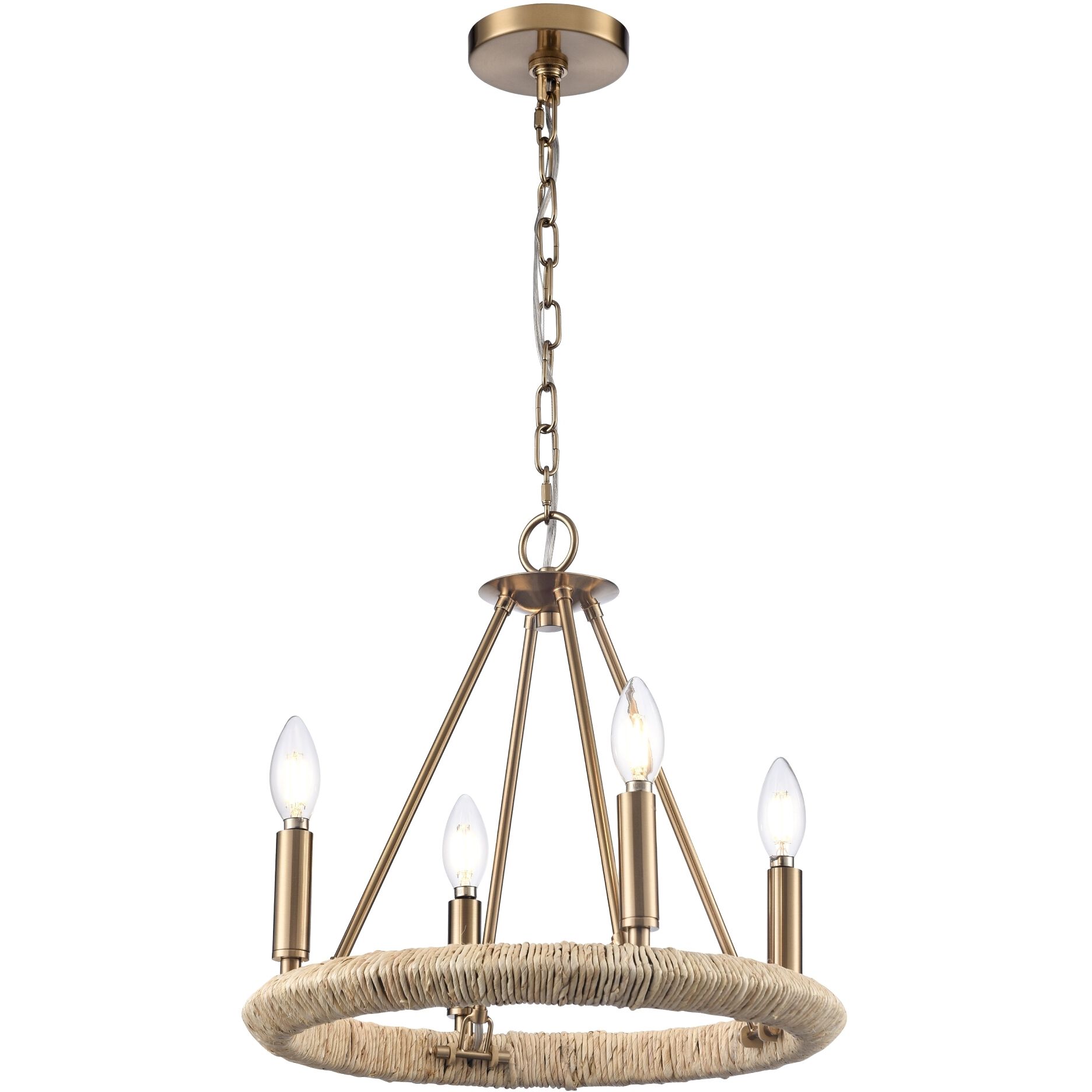 Cabana 4 Light 16 inch Lacquered Gold Chandelier Ceiling Light