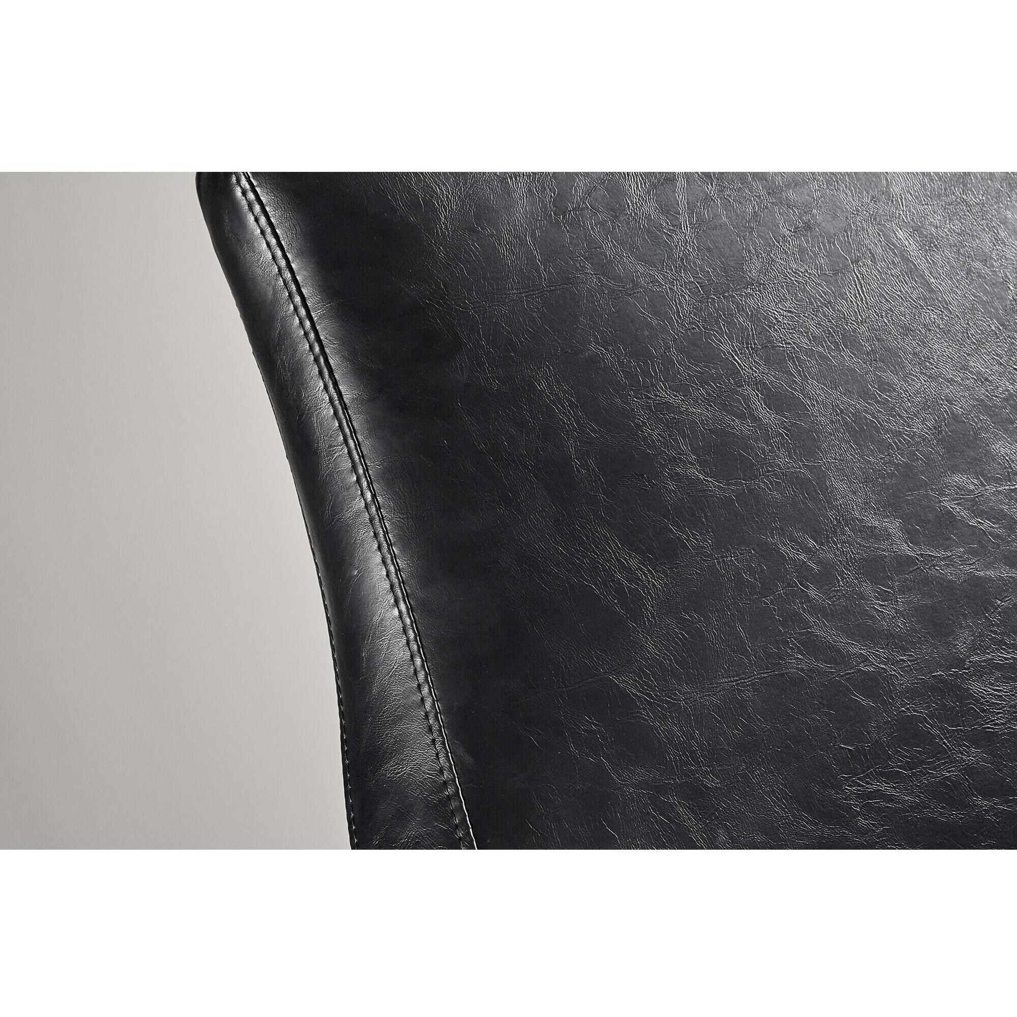 Kendrick Black Distressed PU Leather and Brushed Steel Accent Chair 