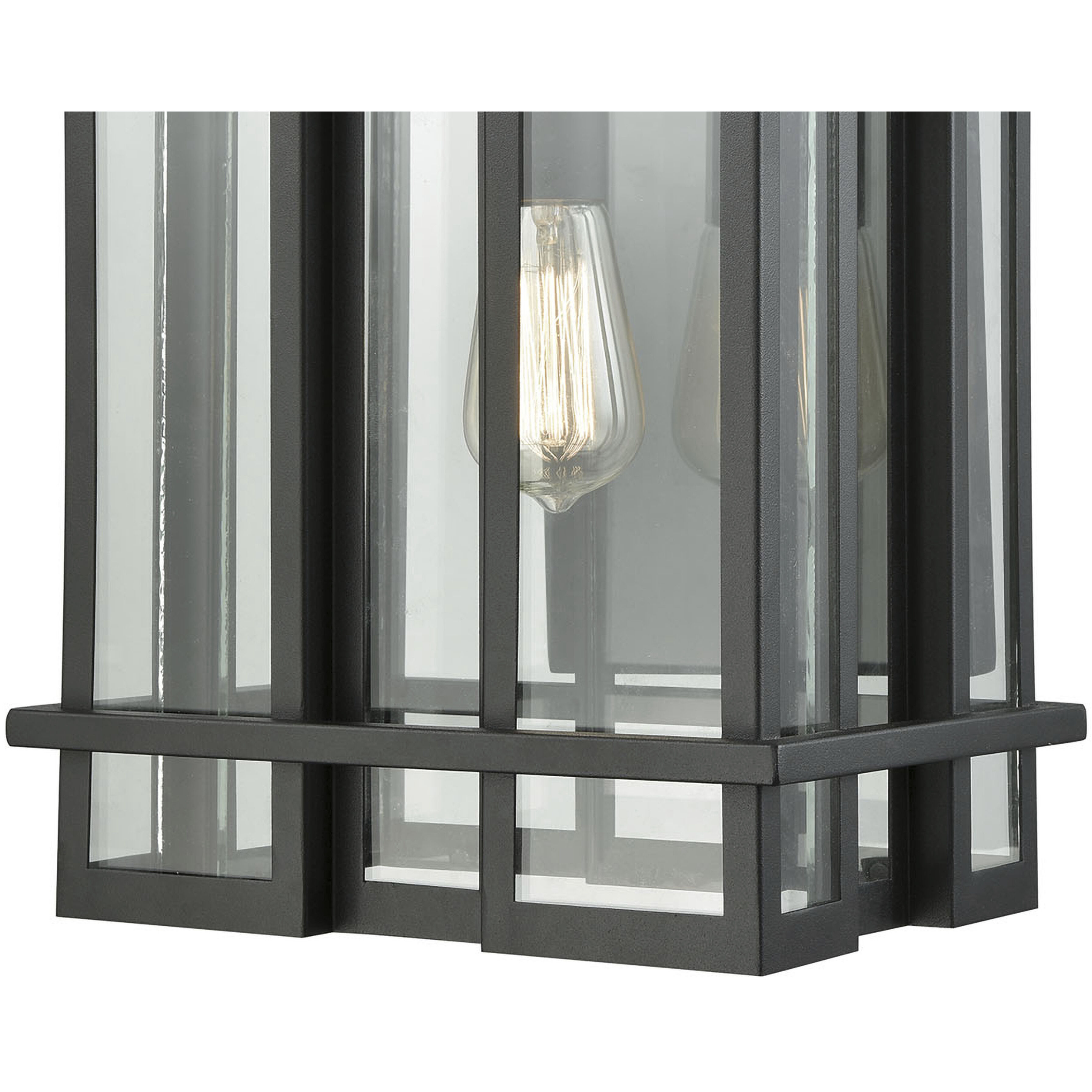 Glass Tower 1 Light 18 inch Matte Black Outdoor Wall Sconce