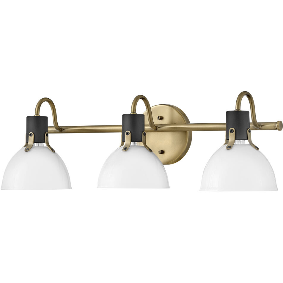 Argo 3 Light 24.5 inch Heritage Brass with Black Vanity Light Wall Light