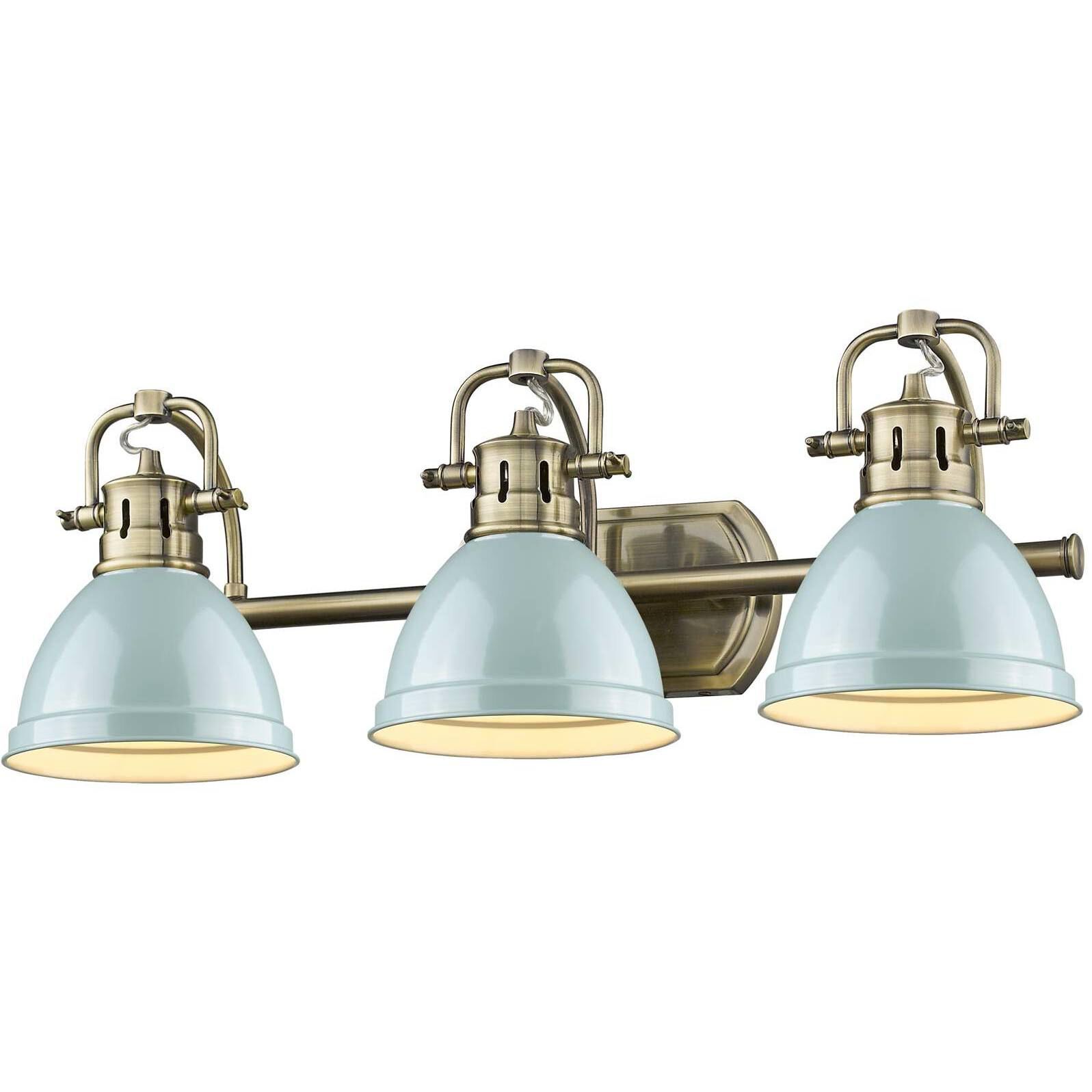 Yep Duncan Vanity Wall Light in Aged Brass, Seafoam