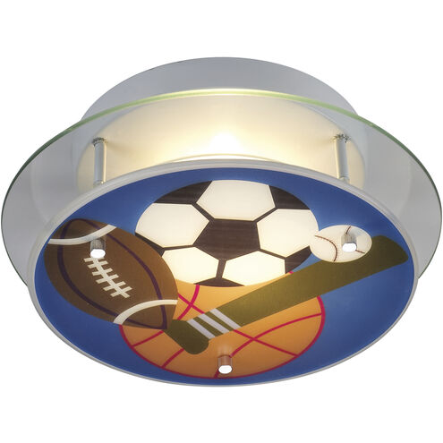 Novelty 2 Light 13 inch Satin Nickel Semi Flush Mount Ceiling Light in Standard, Sports Motif