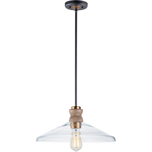 Nelson 1 Light 16 inch Weathered Oak/Antique Brass Single Pendant Ceiling Light