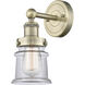 Canton Sconce Wall Light in Antique Brass, Clear