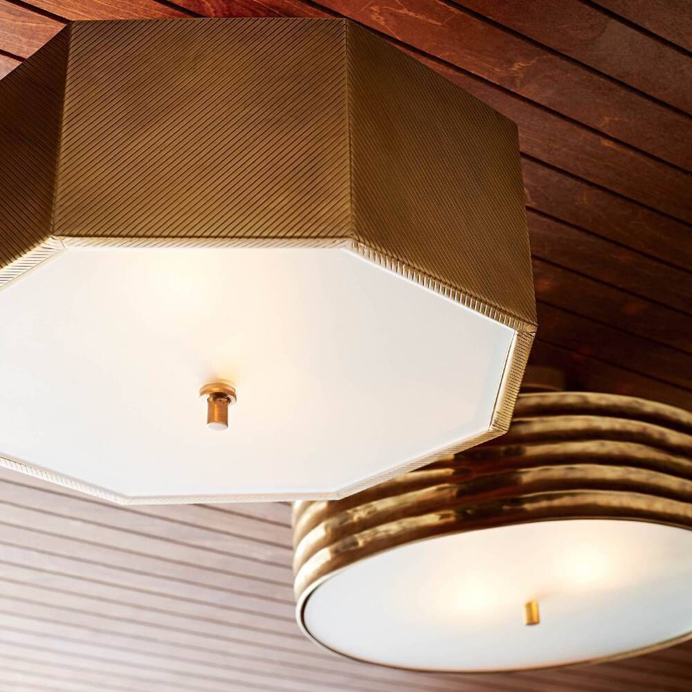 Grespan 2 Light 17 inch Antique Brass Semi-Flush Mount Ceiling Light