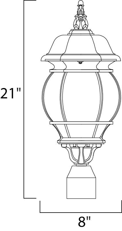 Crown Hill 3 Light 21 inch Black Outdoor Pole/Post Lantern