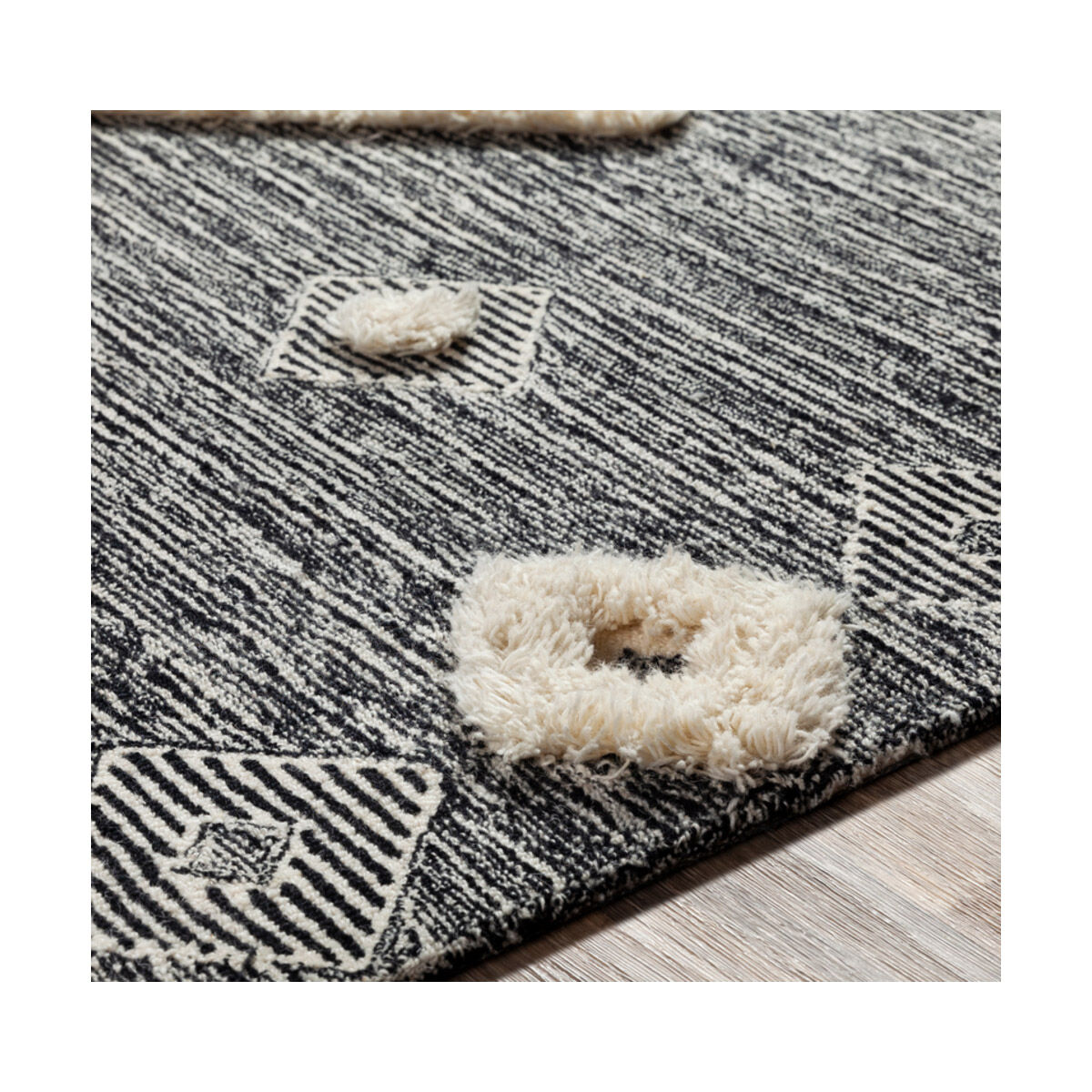 Cherokee 144 X 108 inch Black/Cream Rugs