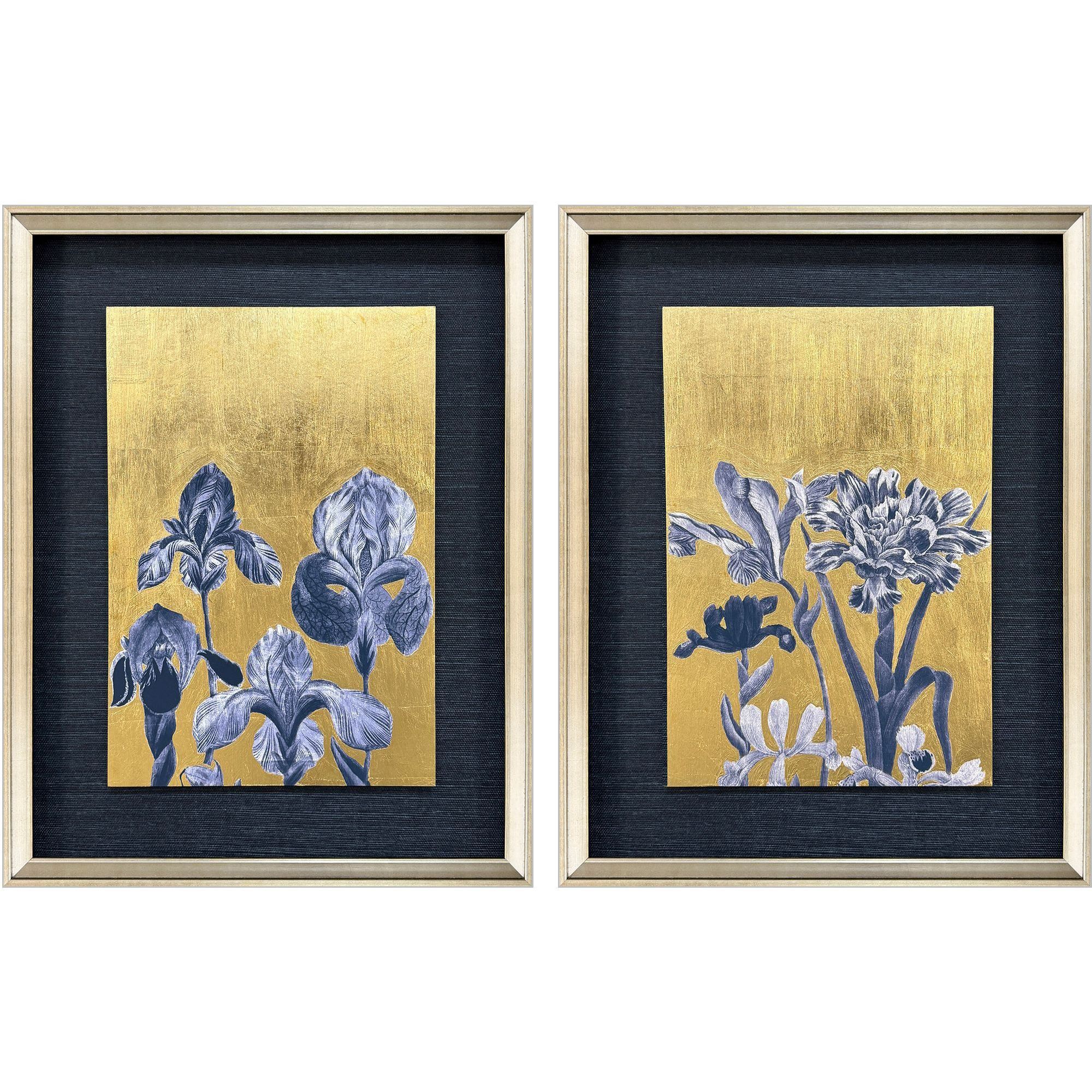 Blue Iris Blue and Metallic Framed Art, The Studio