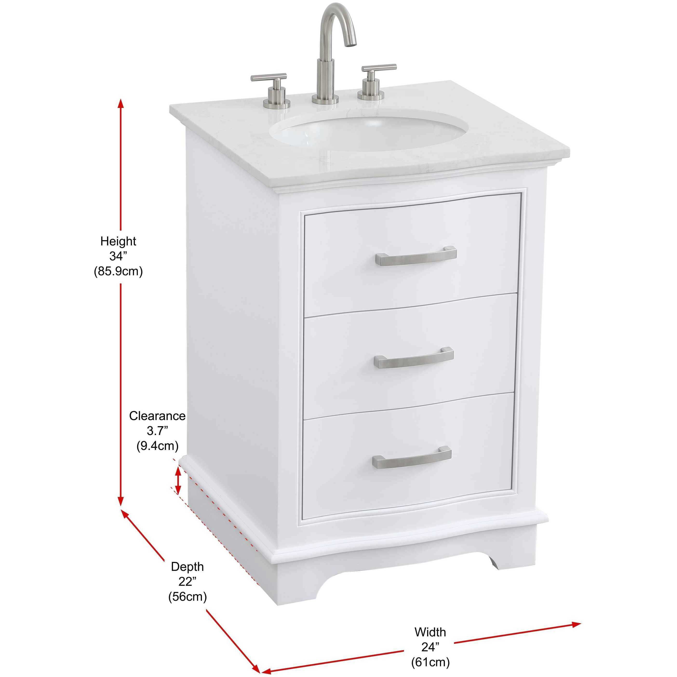 Knox 24 X 34 inch White Bathroom Vanity Cabinet