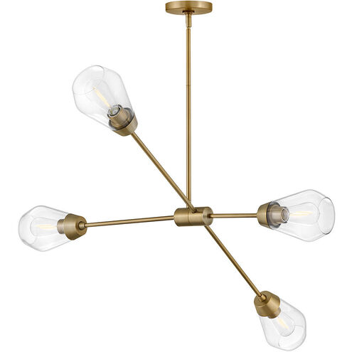 Livie 4 Light 44 inch Lacquered Brass Chandelier Ceiling Light