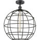 Lake Placid 1 Light 16 inch Matte Black Semi-Flush Mount Ceiling Light