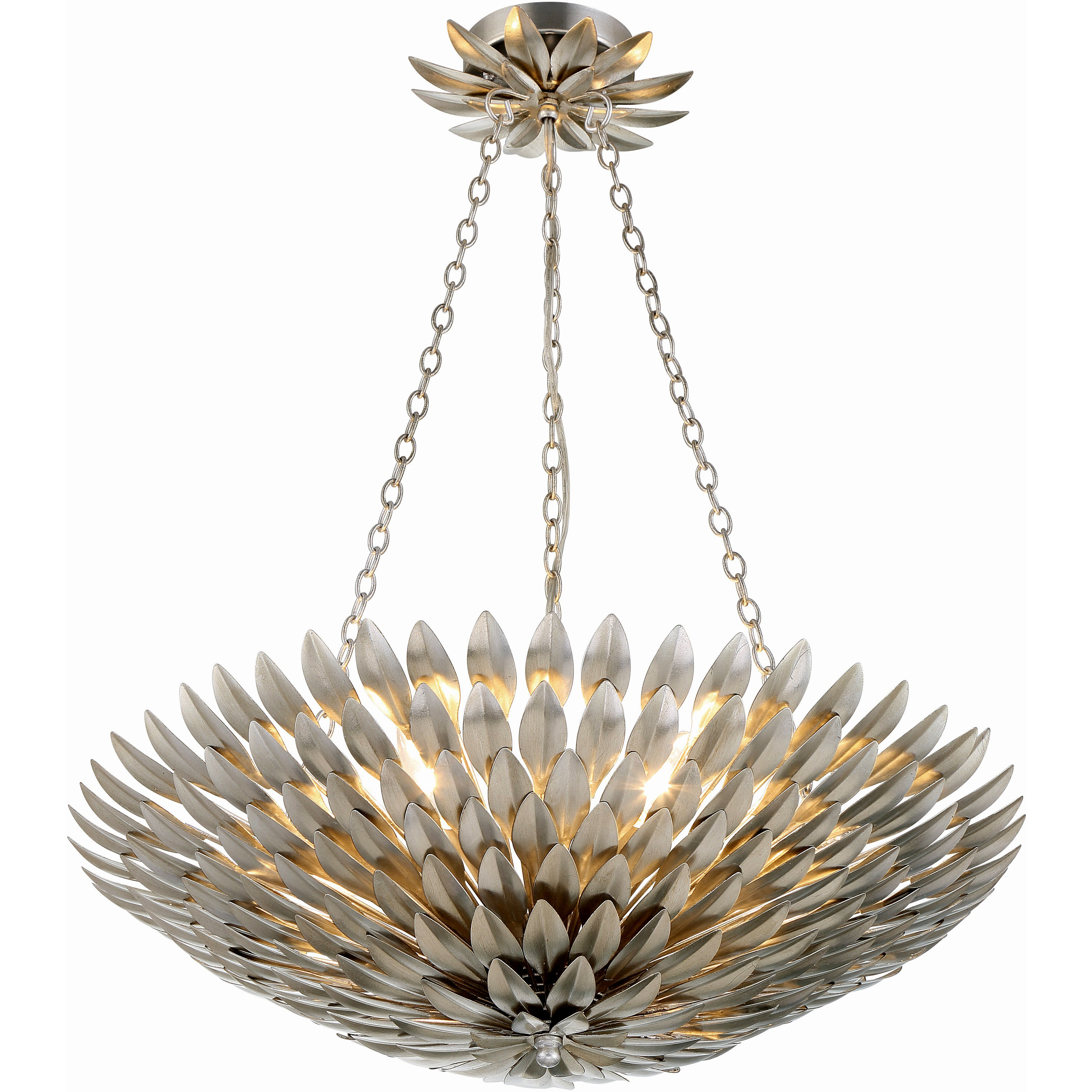 Broche 6 Light 24.5 inch Antique Silver Chandelier Ceiling Light