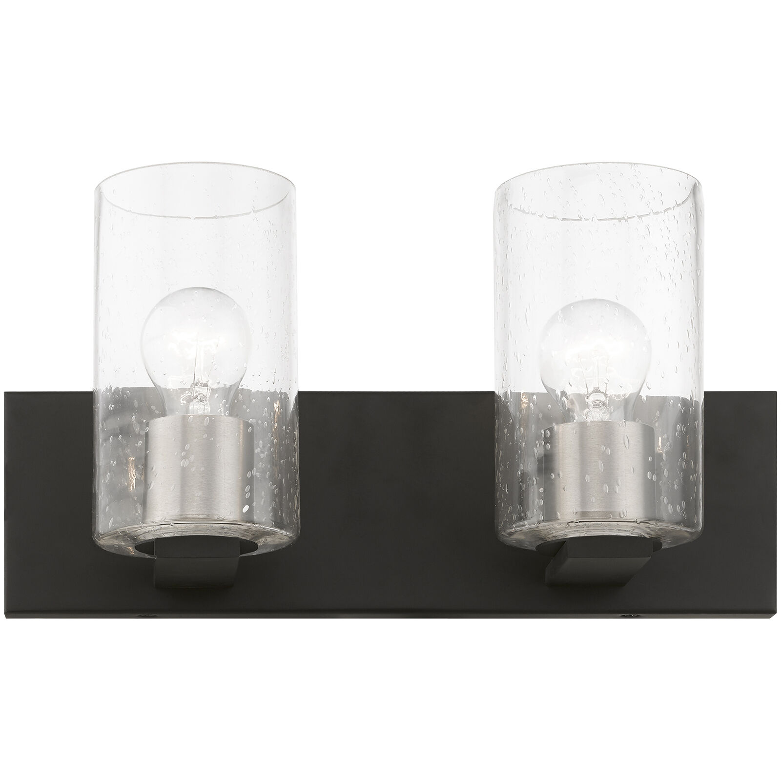 Zurich 2 Light 15 inch Black with Brushed Nickel Accents Vanity Sconce Wall Light