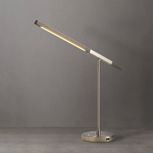 Port 35 inch 10 watt Satin Nickel and Charcoal Gray Desk Lamp Portable Light