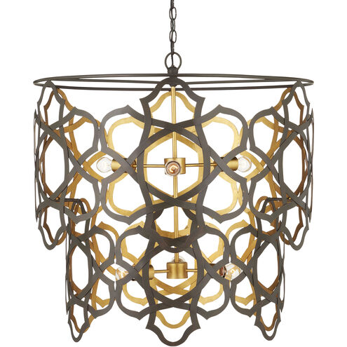 Mauresque 6 Light 32.25 inch Bronze Gold and Contemporary Gold Leaf Chandelier Ceiling Light, Medium