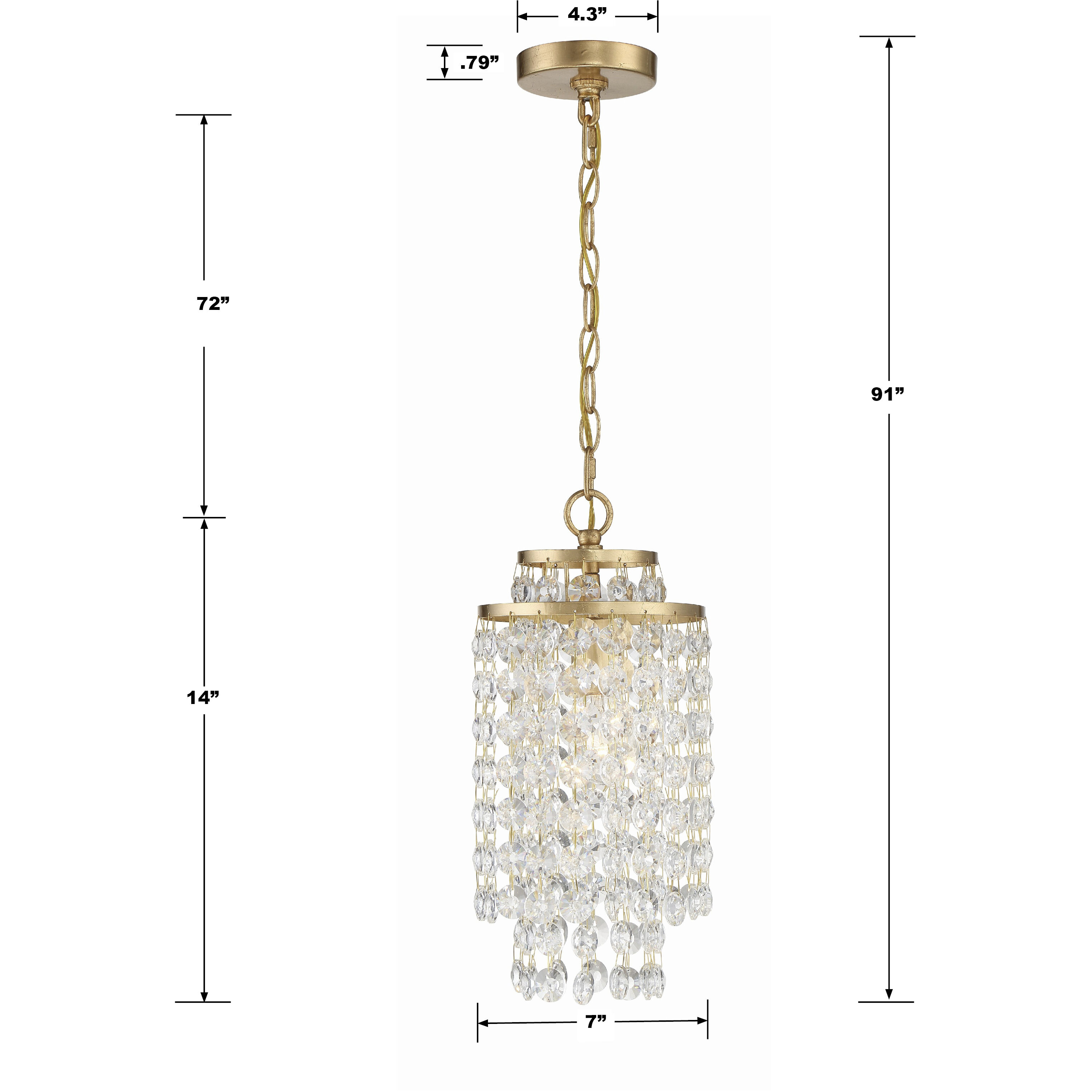 Gabrielle 1 Light 7 inch Antique Gold Chandelier Ceiling Light