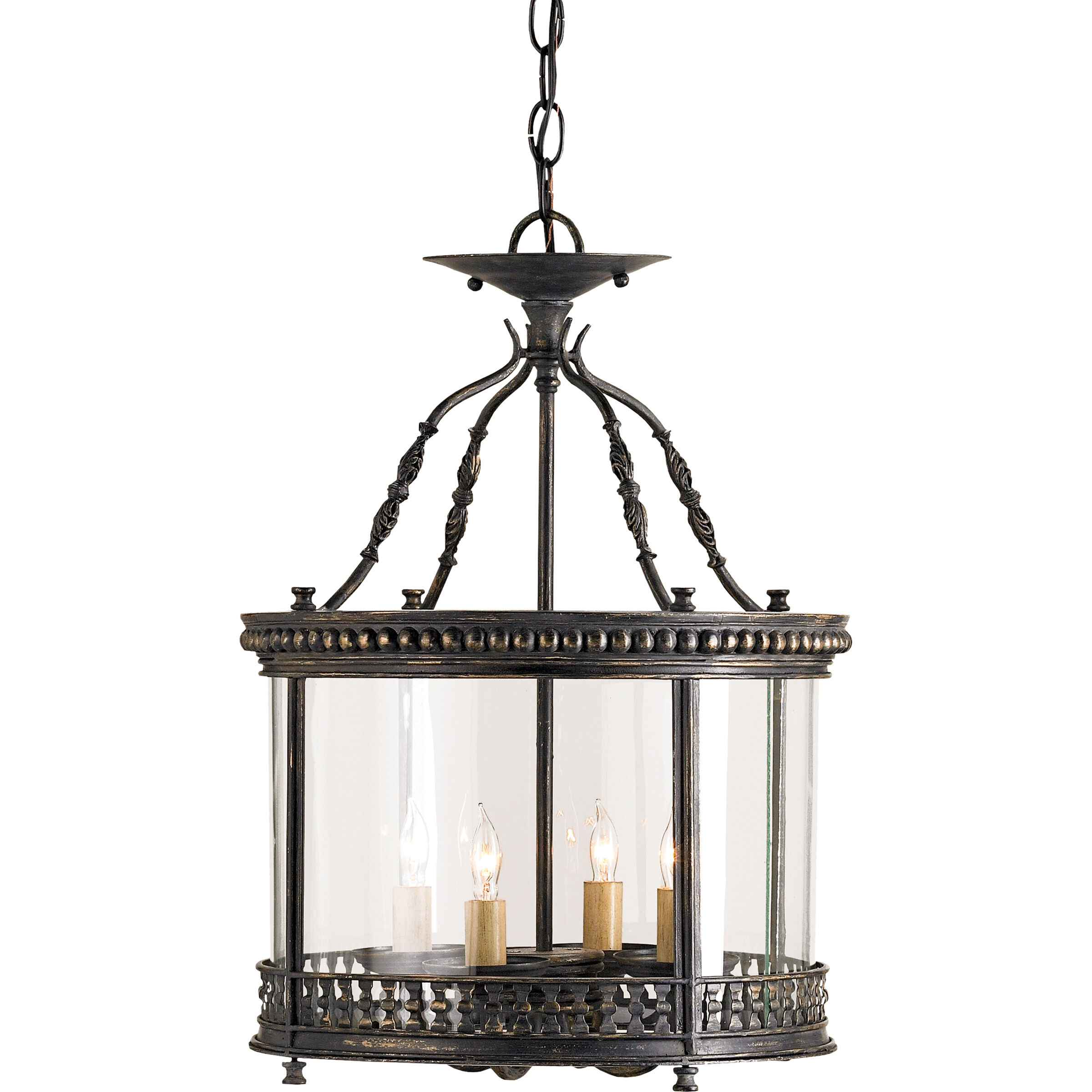 Grayson 4 Light 14 inch French Black Ceiling Lantern Ceiling Light, Small, Semi-Flush Convertible, Lillian August Collection