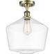 Ballston Cindyrella LED 12 inch Antique Brass Semi-Flush Mount Ceiling Light in Clear Glass