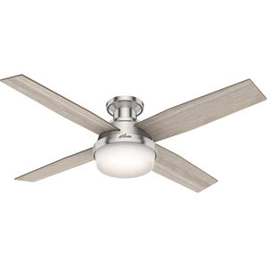 Dempsey 52 inch Brushed Nickel with Light Gray Oak/Natural Wood Blades Ceiling Fan