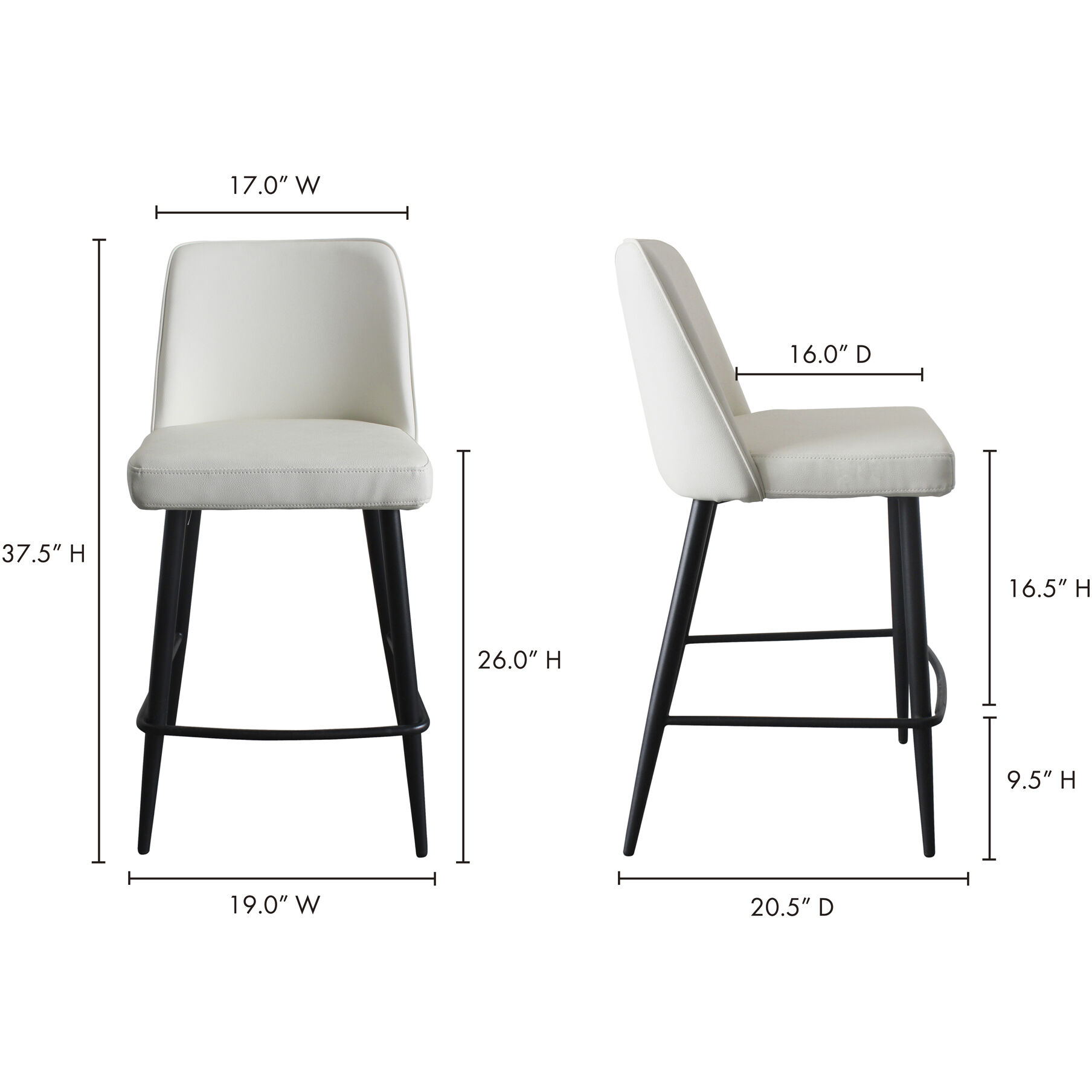 Emelia 38 inch White Counter Stool