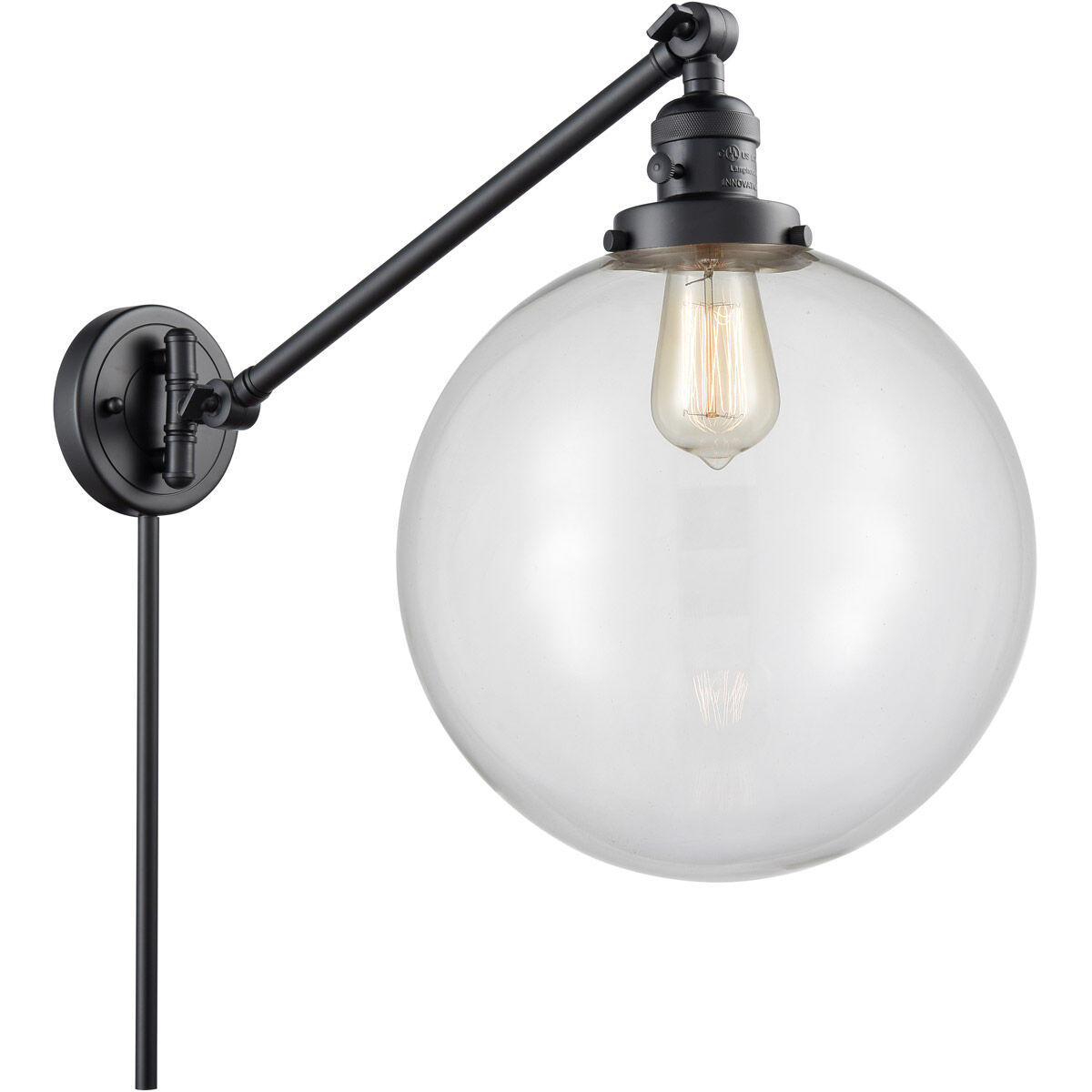 XX-Large Beacon 20 inch 60.00 watt Matte Black Swing Arm Wall Light, Franklin Restoration