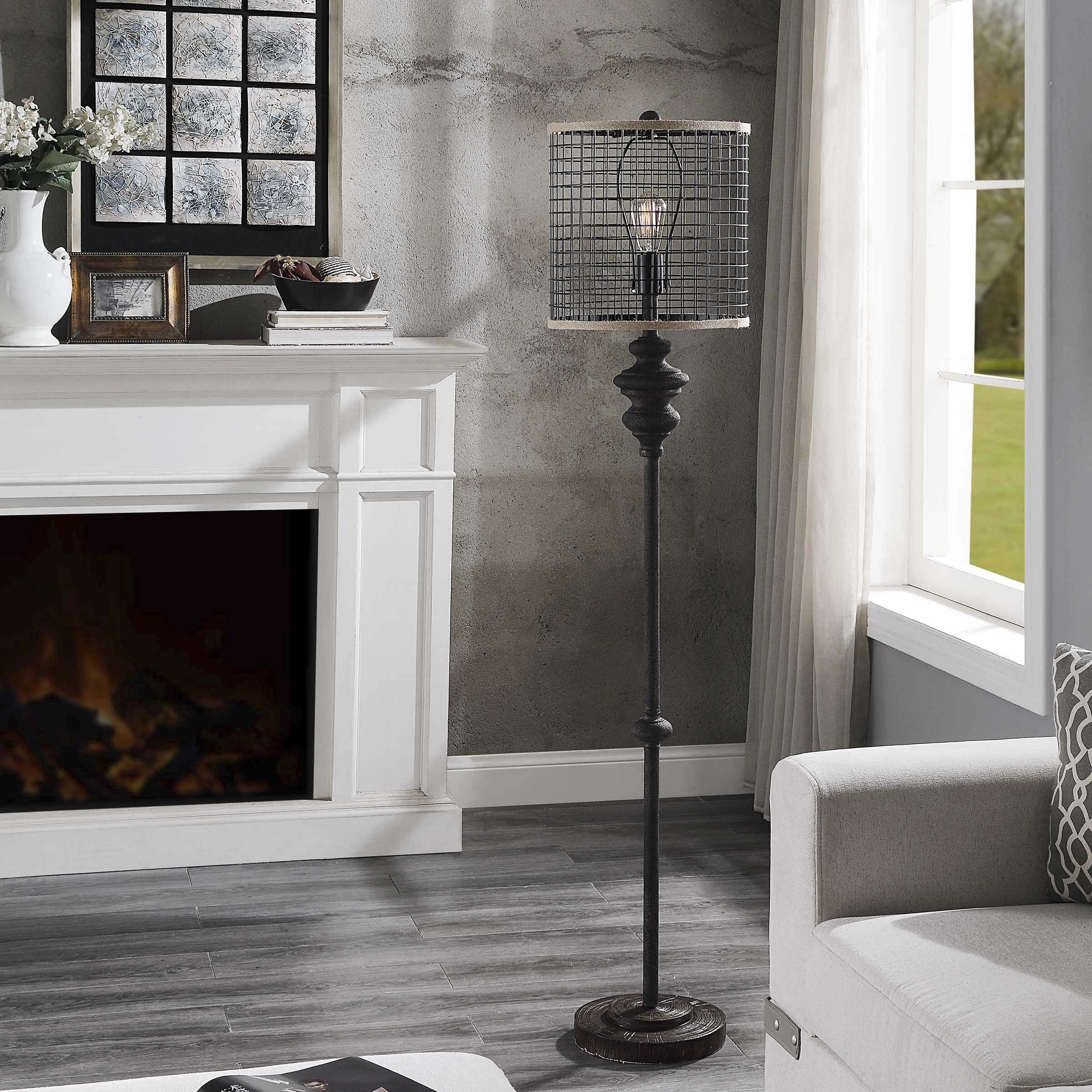 Signature 64 inch 100 watt Black Metal Floor Lamp Portable Light