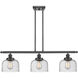 Ballston Large Bell 3 Light 36 inch Matte Black Island Light Ceiling Light in Seedy Glass, Ballston