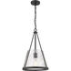 Lux 1 Light 12 inch Matte Black Mini Pendant Ceiling Light in Clear Rain Glass