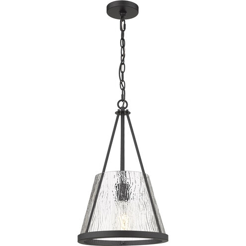 Lux 1 Light 12 inch Matte Black Mini Pendant Ceiling Light in Clear Rain Glass