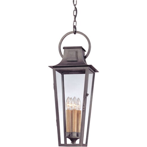 Parisian Square 4 Light 10 inch Aged Pewter Outdoor Pendant
