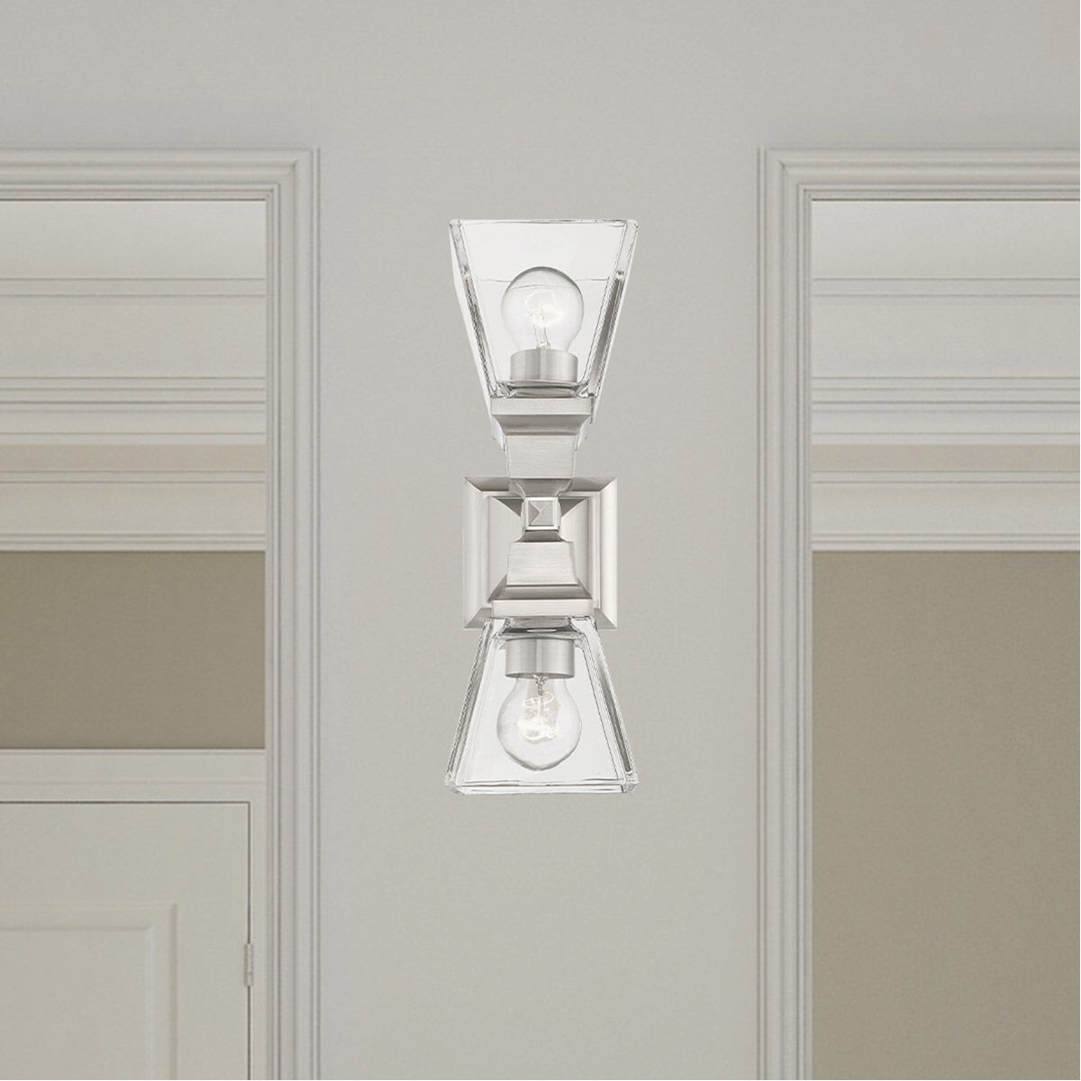 Mission 2 Light 5 inch Brushed Nickel Sconce Wall Light