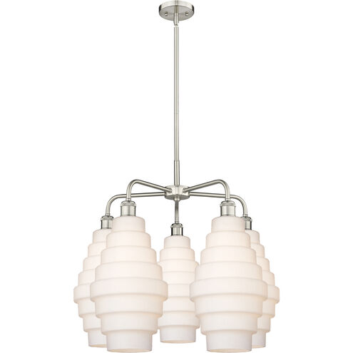 Cascade 5 Light 26 inch Satin Nickel Chandelier Ceiling Light in White