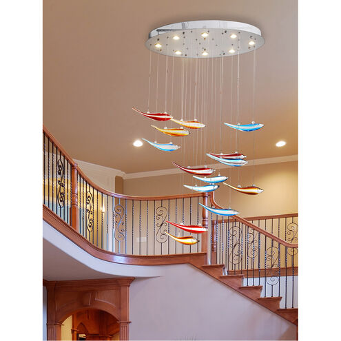 Fish 8 Light 36 inch Polished Chrome Hanging Fixture Ceiling Light