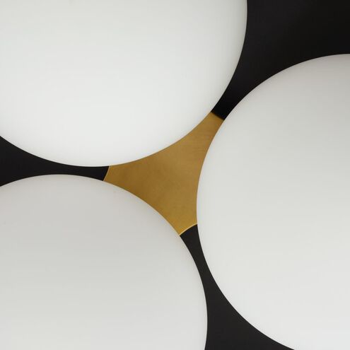 Glaze 3 Light 19 inch Antique Brass and Matte Black Ceramic Flush Mount Ceiling Light, Large