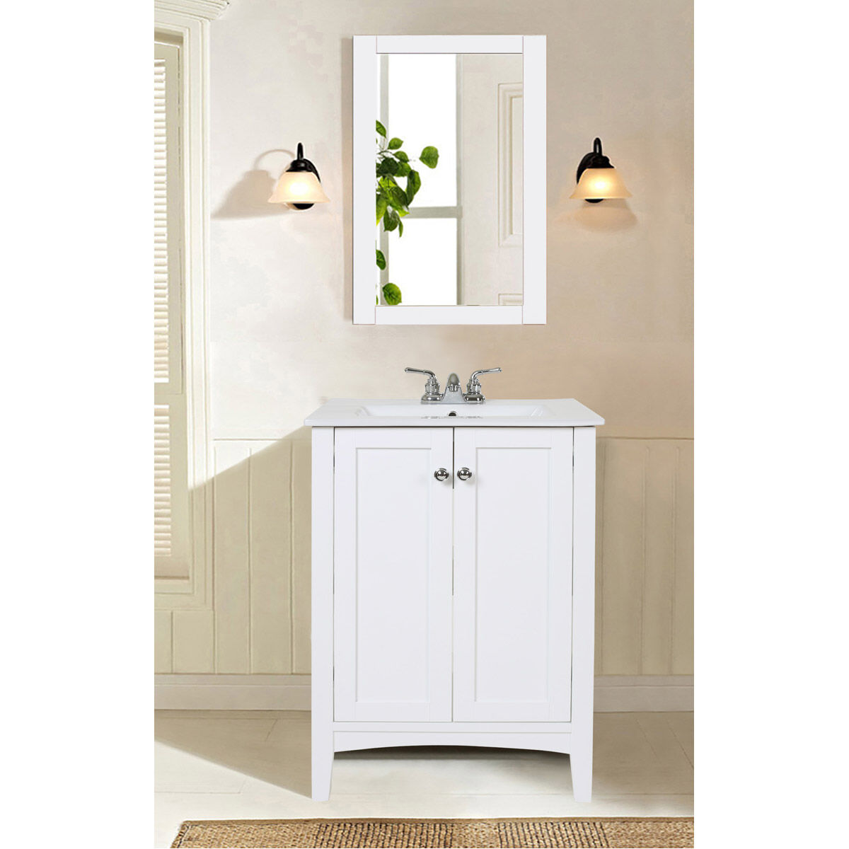 Danville 32 X 22 inch White Wall Mirror, Rectangle