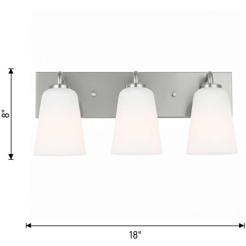 Miles 3 Light 18 inch Satin Brass Vanity Light Wall Light, Large