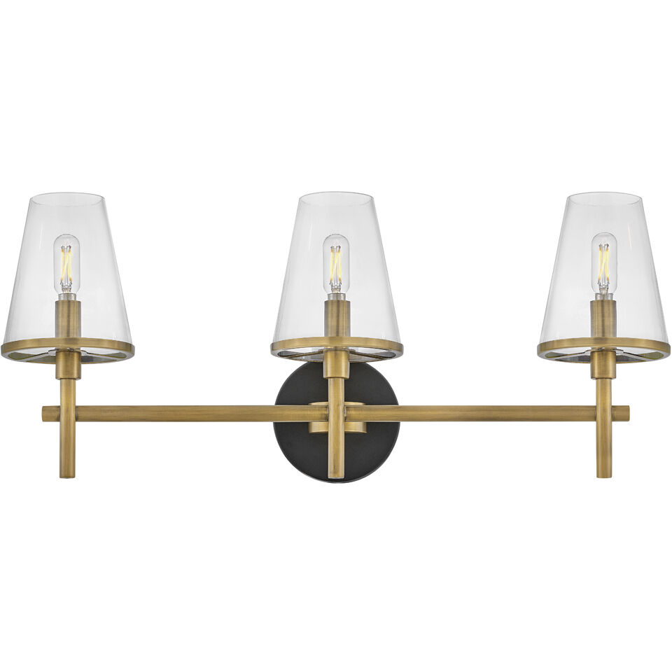 Marten 3 Light 25 inch Heritage Brass Bath Light Wall Light