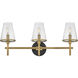 Marten 3 Light 25 inch Heritage Brass Bath Light Wall Light