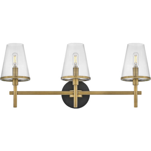 Marten 3 Light 25 inch Heritage Brass Bath Light Wall Light