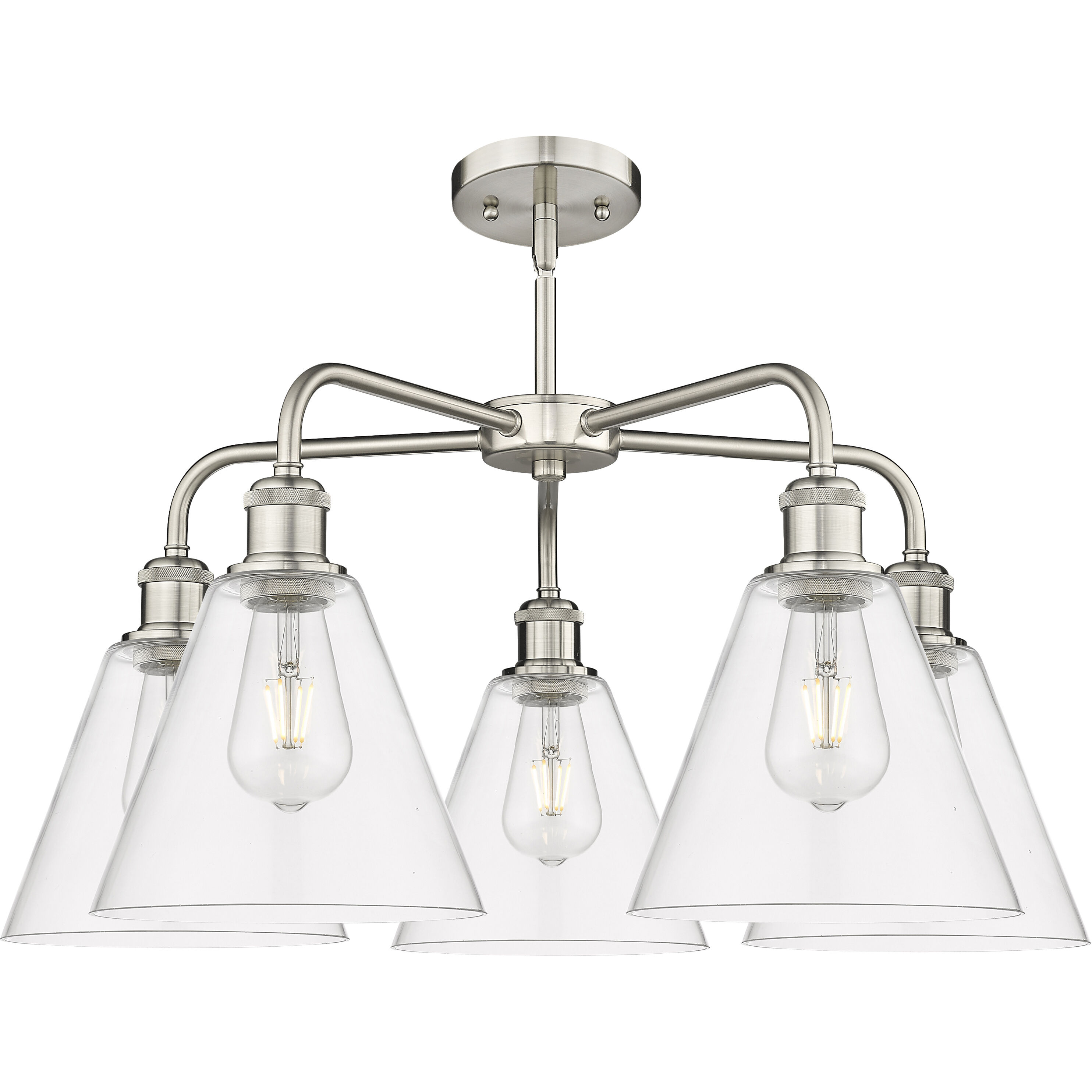 Berkshire 5 Light 26 inch Satin Nickel Chandelier Ceiling Light in Clear