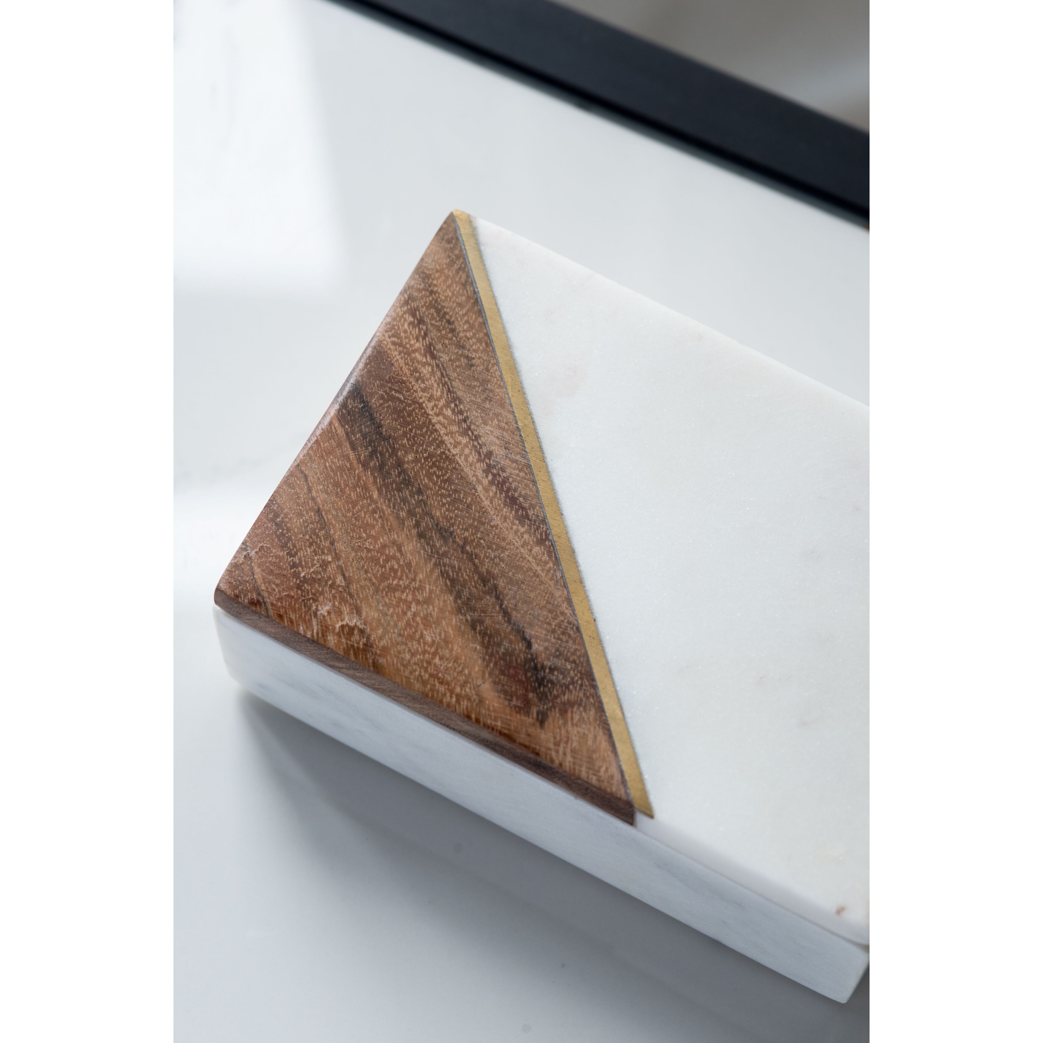 Anita 3.9 inch White/Brown Marble Boxes