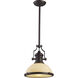 Chadwick 1 Light 13 inch Oil Rubbed Bronze with Amber Pendant Ceiling Light in Amber Glass, Oiled Bronze