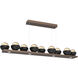 Cabochon LED 58.8 inch Burnished Bronze with Black Marble Linear Chandelier Ceiling Light in Amber, 2700K LED